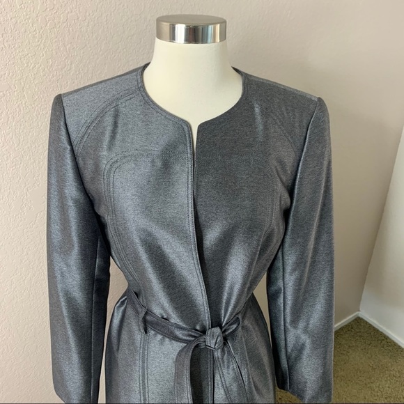 Calvin Klein Belted Coat Duster Medium Gray Color - Picture 7 of 15